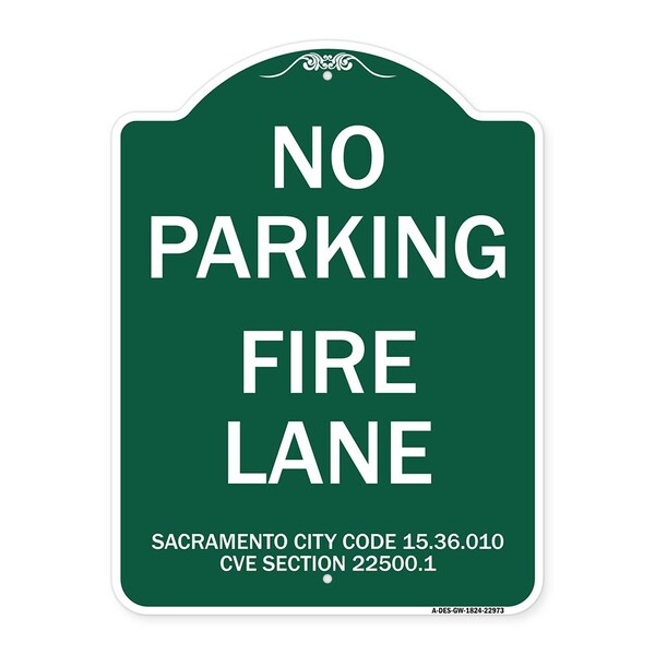 Sacramento No Parking Fire Lane City Code 15.36.010 CVC Section 22500.1, A-DES-GW-1824-22973